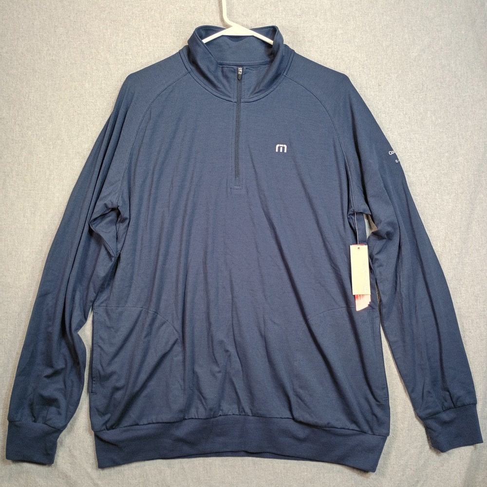 Travis Mathew Womens XL 1/4 Zip Pullover Blue Prestige 777 Constellation Logo